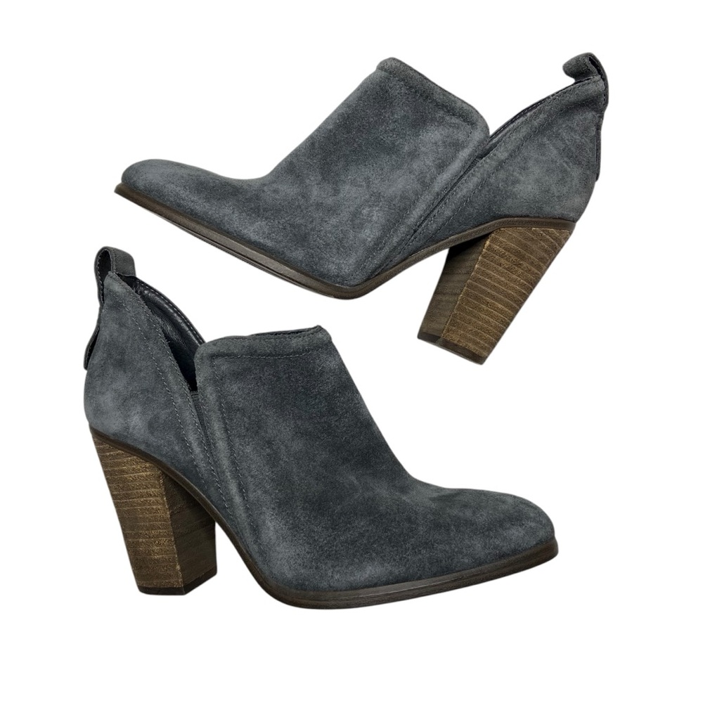 VINCE CAMUTO Francia Suede Boots Leather Ankle Bootie Gray Womens Size 8M